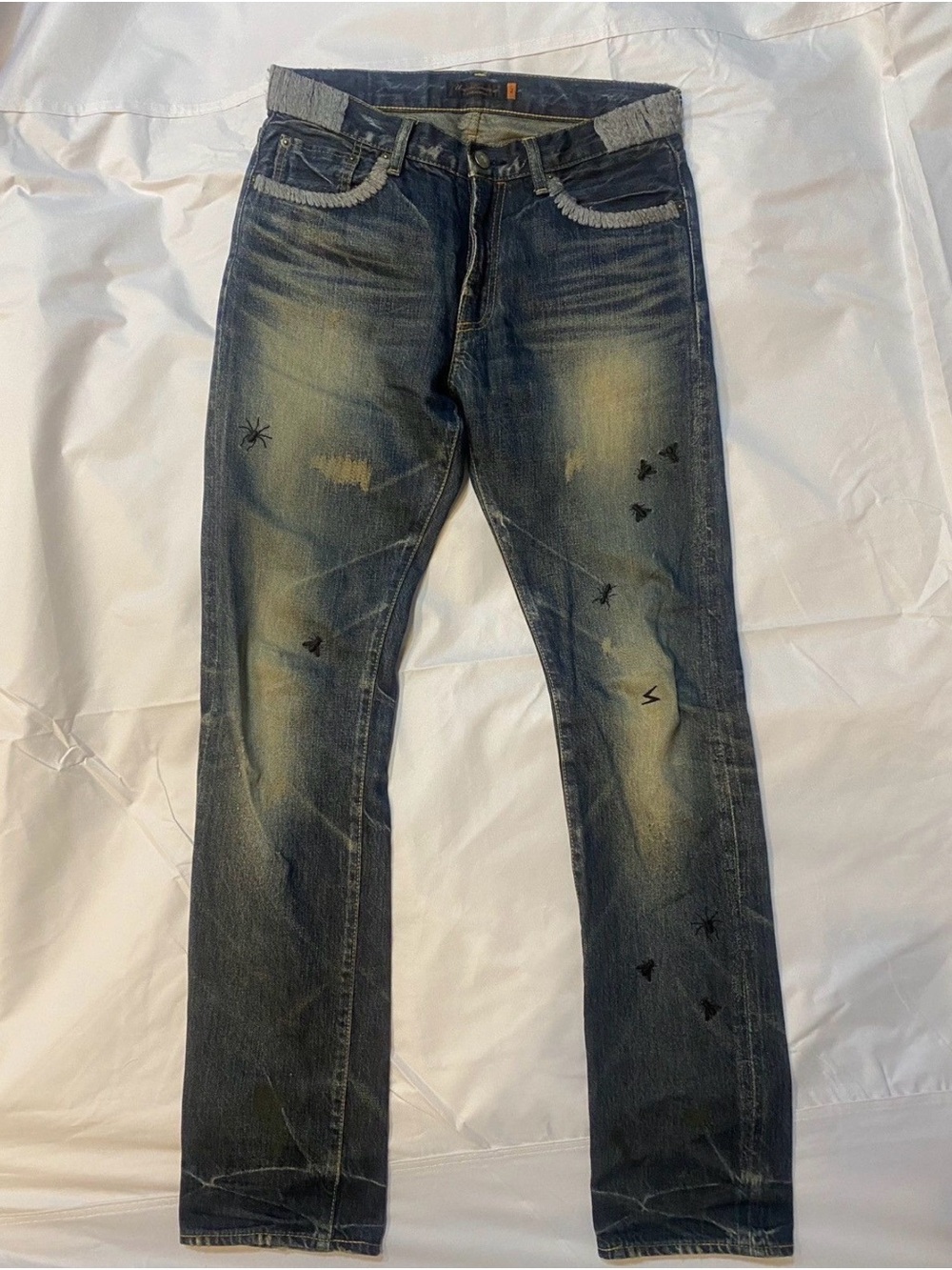 Men's Faded Blue Straight-Leg Jeans